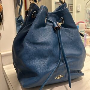 Coach Blue Leather Turn & Lock Bucket Bag